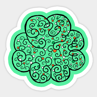 St Patrick's Day Four-Leaf Clover with Irish Vines - Line Art Sticker